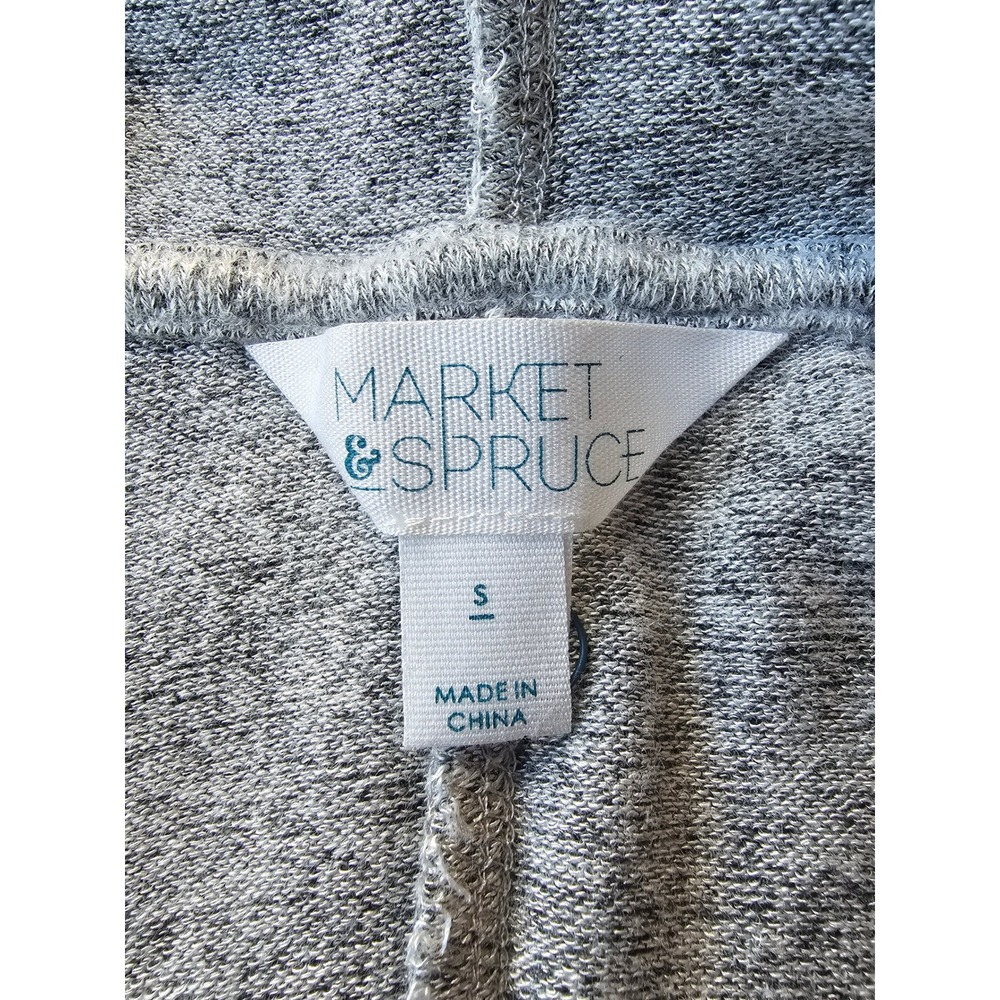 Market & Spruce Hoodie Womens S Gray Soft Knit Striped Cuffs Pullover - Picture 4 of 8